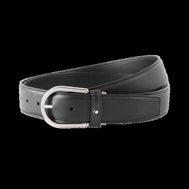Horseshoe buckle gray 35 mm leather belt