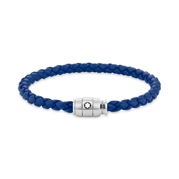 Bracelet Steel 3 rings closing and Blue leather